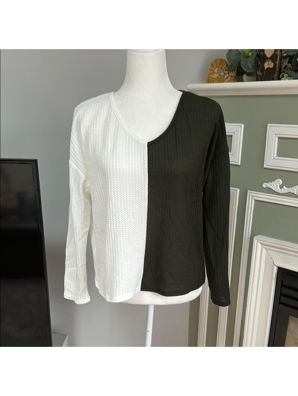 Two-Tone Knit Sweater